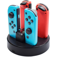 Nintendo Switch USB Lader | 4 Poorten | Type-C | 5V 2A Invoer | Zwart