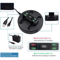 Nintendo Switch USB Lader | 4 Poorten | Type-C | 5V 2A Invoer | Zwart