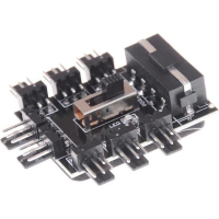 IDE Molex 1 tot 8 Koelventilator Splitter Hub | 12V 3-pin | Snelheidscontrole | Zwart