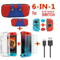 6 in 1 Nintendo Switch Case Accessoire Set  in meerdere Kleuren