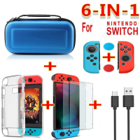 6 in 1 Nintendo Switch Case Accessoire Set  in meerdere Kleuren
