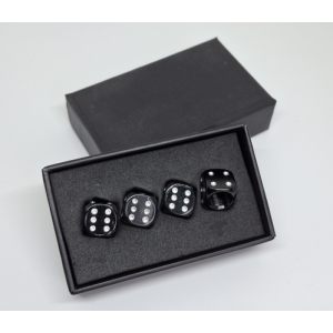 Dobbelsteen ventieldopjes zwart in cadeau-verpakking. Dobbelsteen ventieldopjes zwart in cadeau-verpakking.