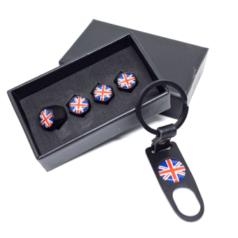 Union Jack ventieldopjes + sleutelhanger voor Mini Cooper liefhebber