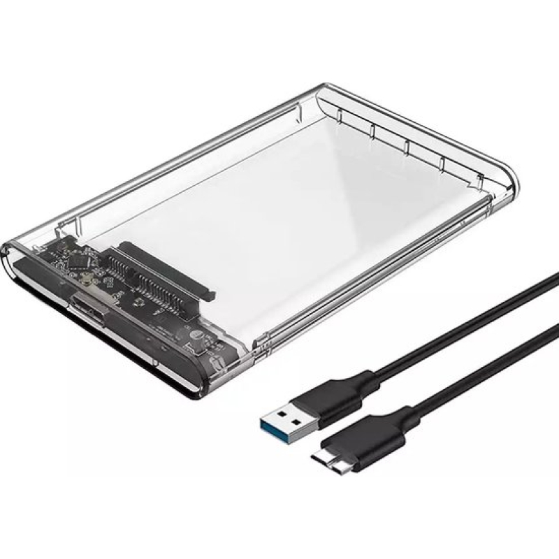 Kunststof HDD SSD behuizing 2.5" USB 3.0 transparant