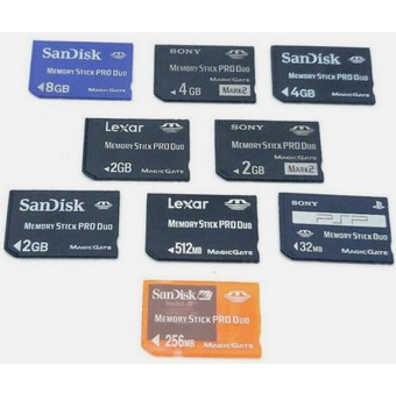 Memory stick PRO duo voor PSP of camera van 32 MB. tot 32 GB.