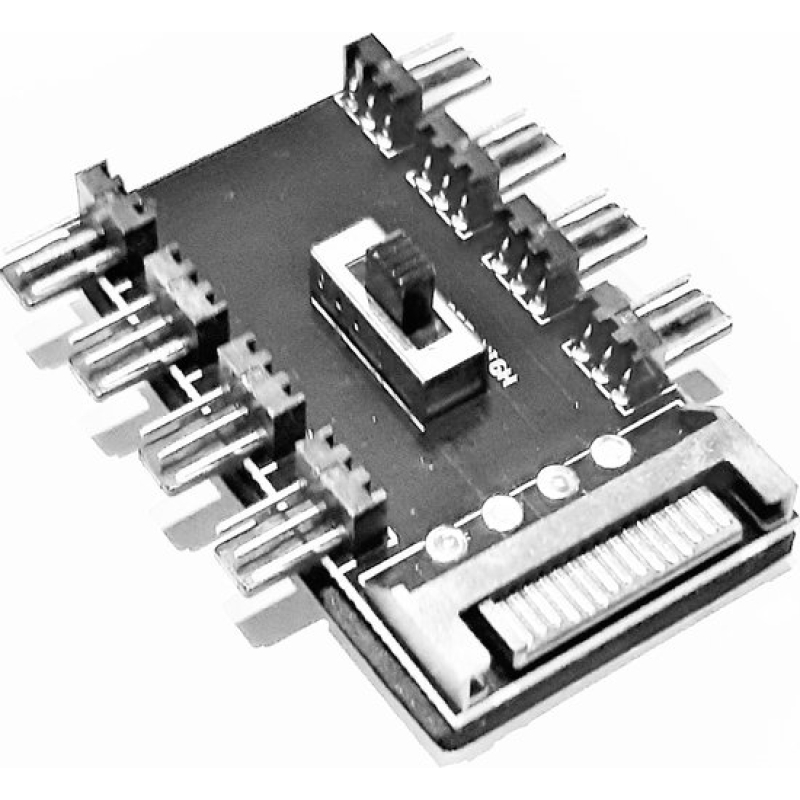 SATA 1 tot 8 Koelventilator Splitter Hub | 12V 3-pin | Snelheidscontrole | Zwart