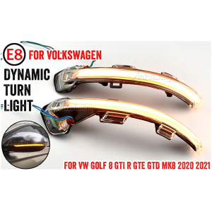 Dynamisch knipperlicht WIT in spiegel voor VW Golf 8  2020-2021