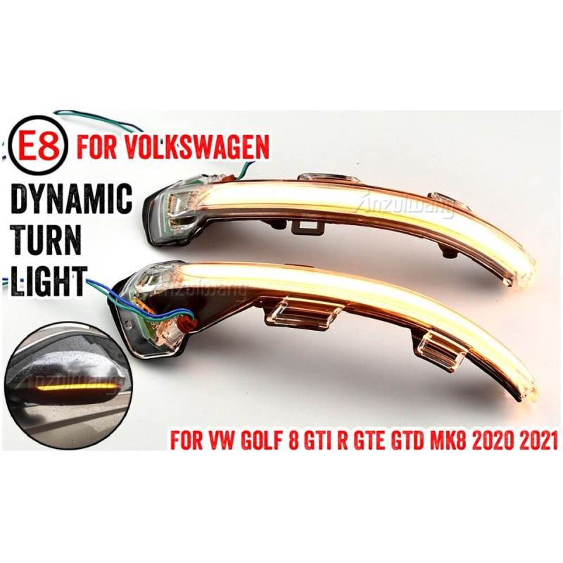 Dynamisch knipperlicht WIT in spiegel voor VW Golf 8  2020-2021