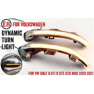 Dynamisch knipperlicht WIT in spiegel voor VW Golf 8  2020-2021