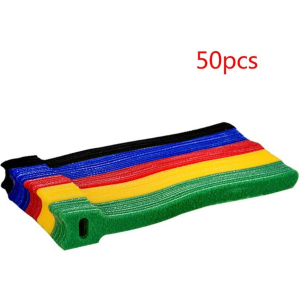 5 Kleuren Kabelbinders Klittenband Hersluitbaar - 50 Stuks - Tie Wraps - Kabel Organiser