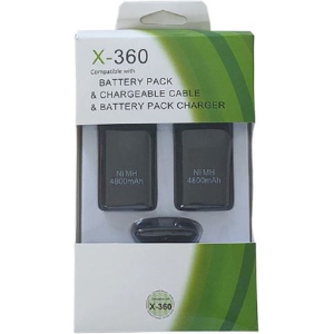 XBOX 360 batterij pack (2xbatterij +laadkabel) zwart