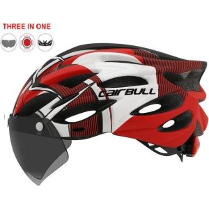 3 in 1 Fietshelm voor wielrennen en ATB + verlichting + magnetische zonnebril / vizier. 3 in 1 Fietshelm voor wielrennen en ATB + verlichting + magnetische zonnebril / vizier.