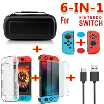 6 in 1 Nintendo Switch Accessoire Set | Inclusief Hard Case, Screen Protector & Meer | Meerdere Kleuren
