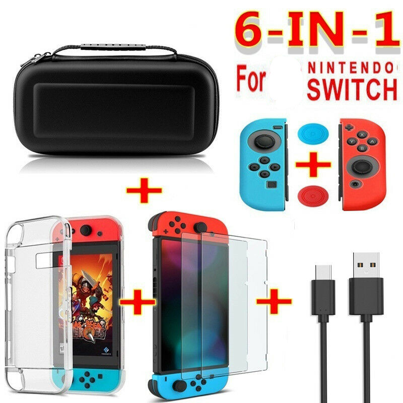 6 in 1 Nintendo Switch Case Accessoire Set  in meerdere Kleuren