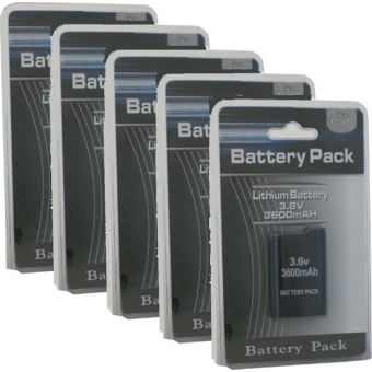 5 stuks Accu Batterij 3600 mAh voor PSP 2000 & 3000 serie.