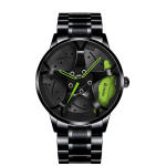 Horloge voor de auto liefhebber in vorm van velg met remschijf.