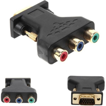 Vergulde VGA naar 3 RCA (rood groen blauw) RGB Video Audio Adapter AV Component Converter voor DVD Projector