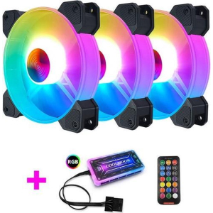 CoolMoon set van 3 RGB ventilatoren inclusief controller en afstandbediening