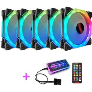 CoolMoon set van 5 RGB ventilatoren inclusief controller en afstandbediening