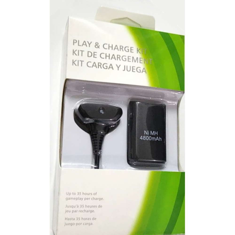 XBOX 360 batterij pack + laadkabel zwart