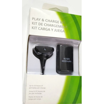 XBOX 360 batterij pack + laadkabel zwart