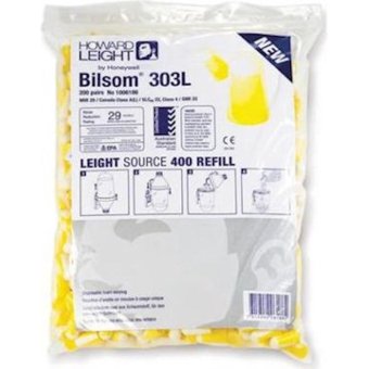 Howard Leight Bilsom 303L oordoppen navulling á 200 paar geel-wit